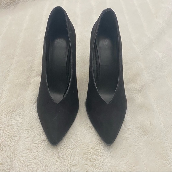 H&M Black Suede Pointed Toe Pumps Heels Size 7 - Picture 4 of 13